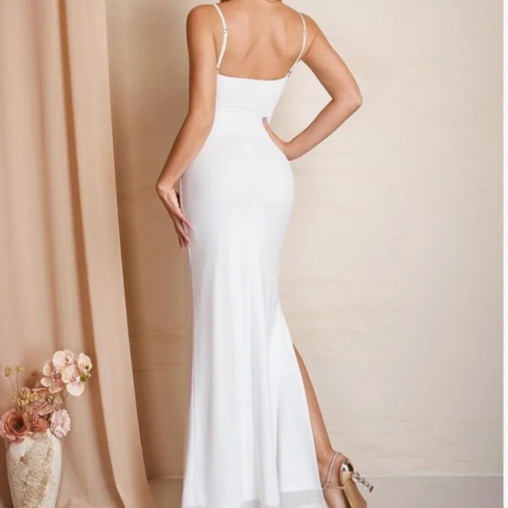 NWT White Women's Elegant Maxi Dress Size Large - Picture 4 of 5